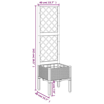 Vaso/floreira de jardim c/ treliça 40x40x142 cm PP cinzento azul