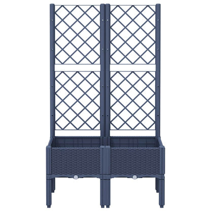 Vaso/floreira de jardim c/ treliça 80x40x142 cm PP cinzento azul