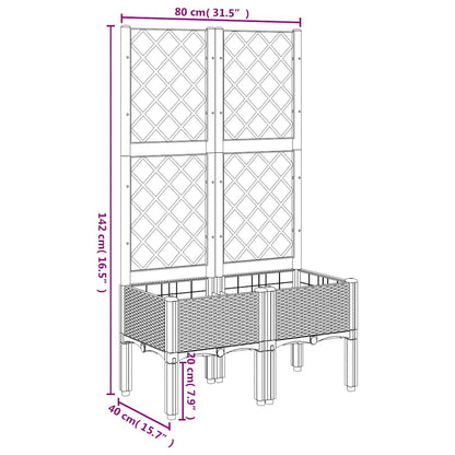 Vaso/floreira de jardim c/ treliça 80x40x142 cm PP cinzento azul