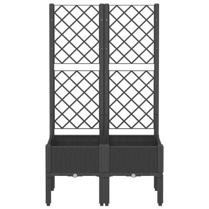 Vaso/floreira de jardim c/ treliça 80x40x142 cm PP preto