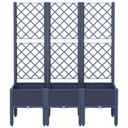 Vaso/floreira de jardim c/ treliça 120x40x142 cm PP cinzento azul