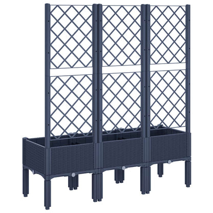 Vaso/floreira de jardim c/ treliça 120x40x142 cm PP cinzento azul