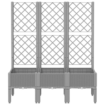 Vaso/floreira jardim c/ treliça 120x40x142 cm PP cinzento-claro