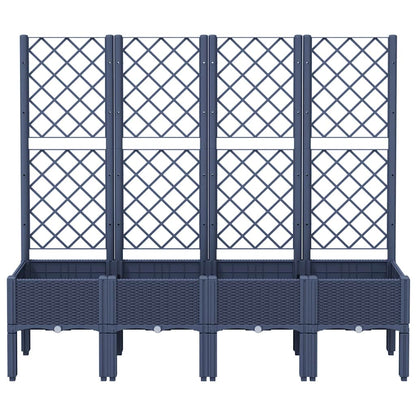Vaso/floreira de jardim c/ treliça 160x40x142 cm PP cinzento azul