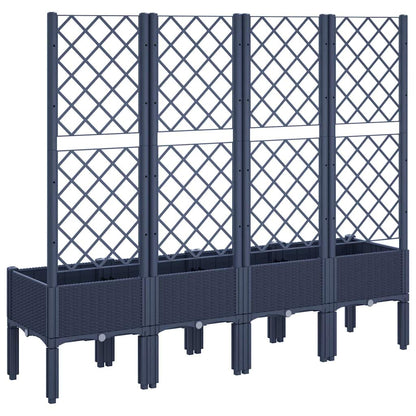 Vaso/floreira de jardim c/ treliça 160x40x142 cm PP cinzento azul