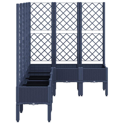 Vaso/floreira de jardim c/ treliça 160x120x142 cm PP cinzento azul