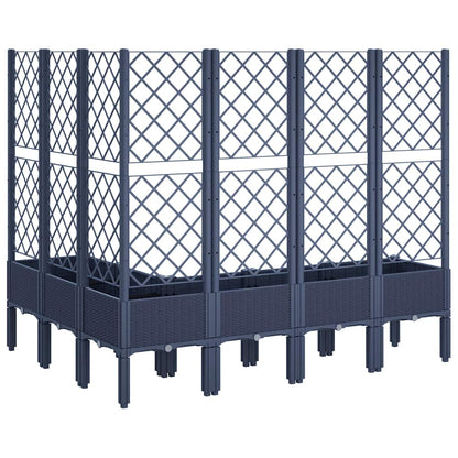 Vaso/floreira de jardim c/ treliça 160x120x142 cm PP cinzento azul
