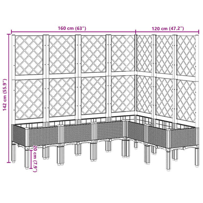 Vaso/floreira de jardim c/ treliça 160x120x142cm PP cinza-claro