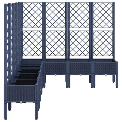 Vaso/floreira de jardim c/ treliça 200x160x142 cm PP cinzento azul