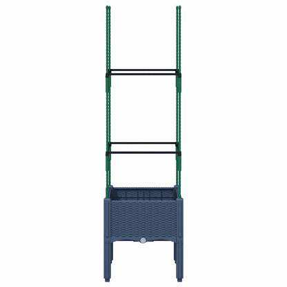 Vaso/floreira de jardim c/ treliça 40x40x142,5 cm PP cinzento azul