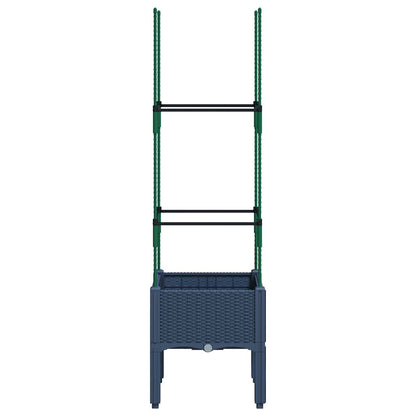Vaso/floreira de jardim c/ treliça 40x40x142,5 cm PP cinzento azul