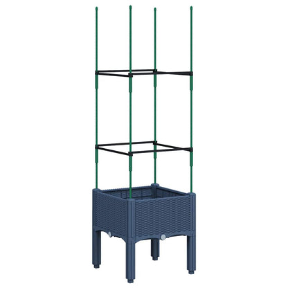 Vaso/floreira de jardim c/ treliça 40x40x142,5 cm PP cinzento azul