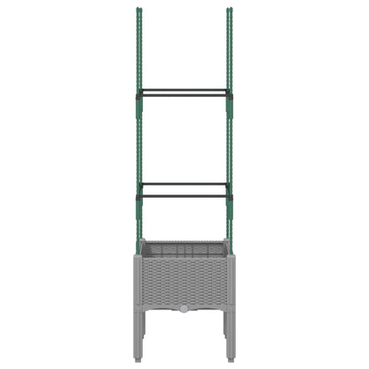 Vaso/floreira jardim c/ treliça 40x40x142,5cm PP cinzento-claro