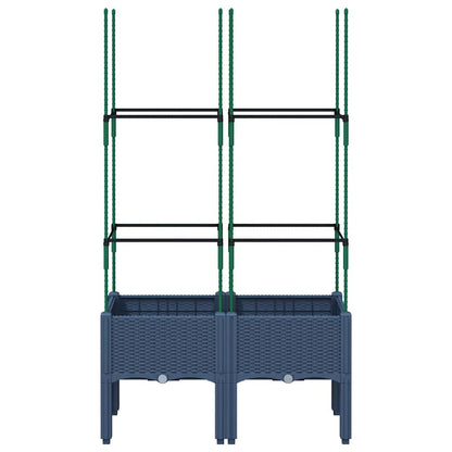 Vaso/floreira de jardim c/ treliça 80x40x142,5 cm PP cinzento azul