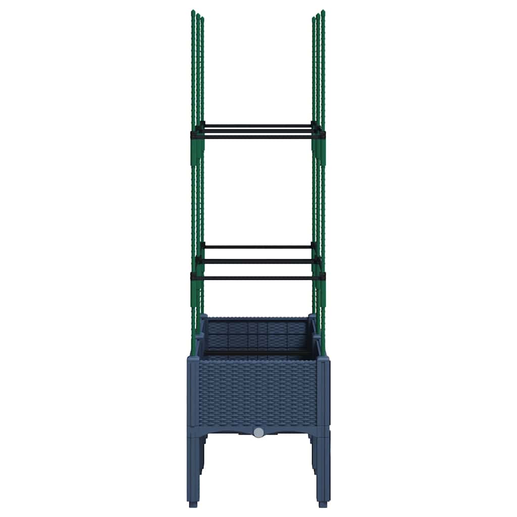 Vaso/floreira de jardim c/ treliça 80x40x142,5 cm PP cinzento azul