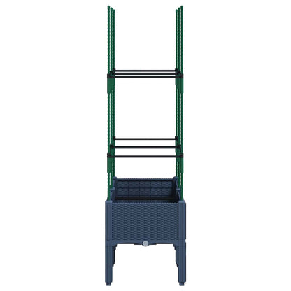 Vaso/floreira de jardim c/ treliça 80x40x142,5 cm PP cinzento azul