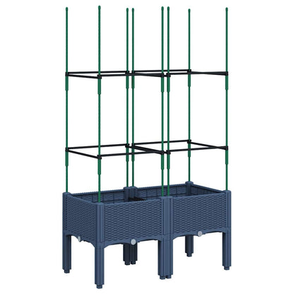 Vaso/floreira de jardim c/ treliça 80x40x142,5 cm PP cinzento azul