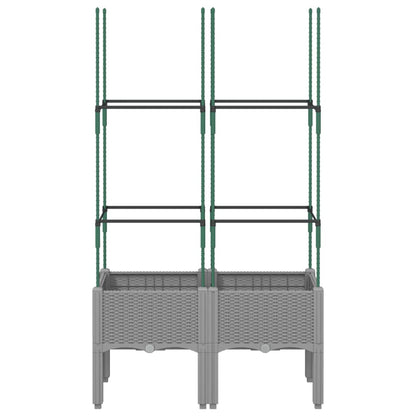 Vaso/floreira jardim c/ treliça 80x40x142,5cm PP cinzento-claro