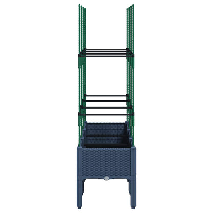 Vaso/floreira de jardim c/ treliça 120x40x142,5 cm PP cinzento azul