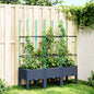 Vaso/floreira de jardim c/ treliça 120x40x142,5 cm PP cinzento azul