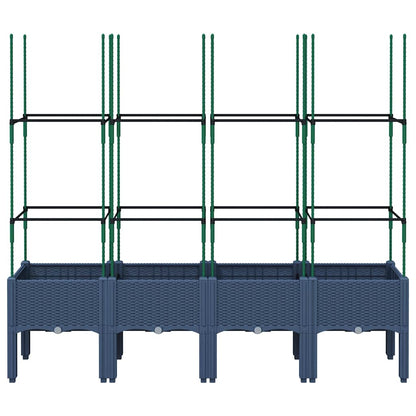 Vaso/floreira de jardim c/ treliça 160x40x142,5 cm PP cinzento azul