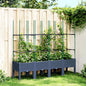 Vaso/floreira de jardim c/ treliça 160x40x142,5 cm PP cinzento azul