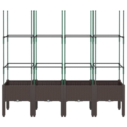 Vaso/floreira de jardim c/ treliça 160x40x142,5cm PP castanho
