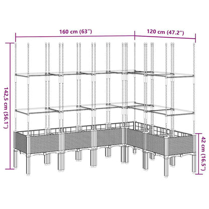 Vaso/floreira de jardim c/ treliça 160x120x142,5 cm PP preto