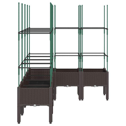 Vaso/floreira de jardim c/ treliça 160x120x142,5 cm PP castanho