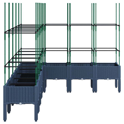 Vaso/floreira de jardim c/ treliça 200x160x142,5 cm PP cinzento azul