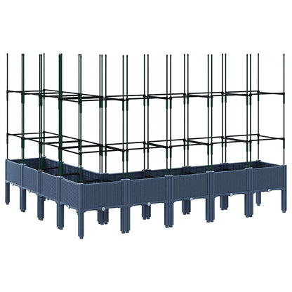Vaso/floreira de jardim c/ treliça 200x160x142,5 cm PP cinzento azul