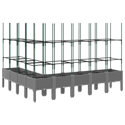 Vaso/floreira jardim c/ treliça 200x160x142,5 cm PP cinza-claro