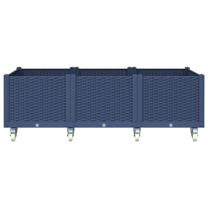 Vaso/floreira de jardim com rodas 150x80x54 cm PP cinzento azul