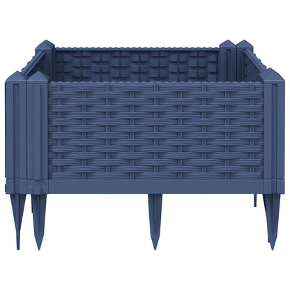 Vaso/floreira de jardim c/ estacas 42,5x42,5x28,5cm PP cinzento azul