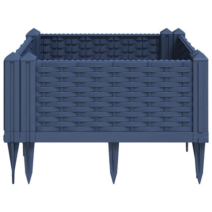 Vaso/floreira de jardim c/ estacas 42,5x42,5x28,5cm PP cinzento azul