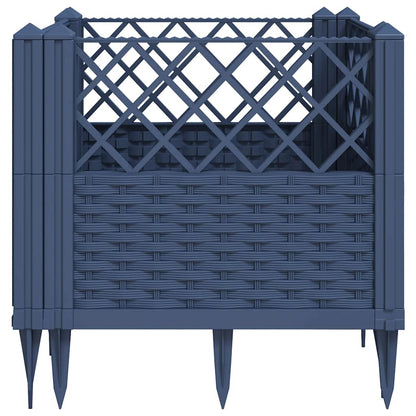 Vaso/floreira de jardim c/ estacas 43,5x43,5x43,5cm PP cinzento azul