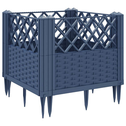 Vaso/floreira de jardim c/ estacas 43,5x43,5x43,5cm PP cinzento azul