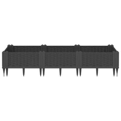 Vaso/floreira de jardim c/ estacas 125x40x28,5 cm PP preto