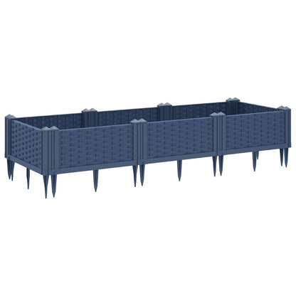 Vaso/floreira de jardim c/ estacas 125x40x28,5 cm PP cinzento azul