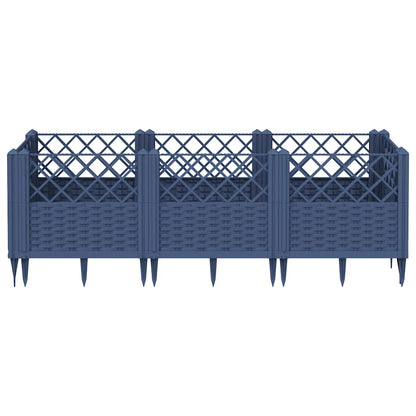 Vaso/floreira de jardim c/ estacas 123,5x43,5x43,5 cm PP cinzento azul