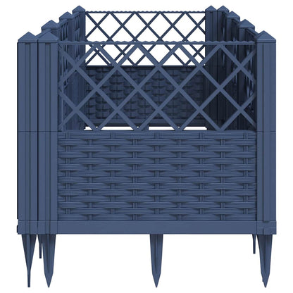 Vaso/floreira de jardim c/ estacas 123,5x43,5x43,5 cm PP cinzento azul