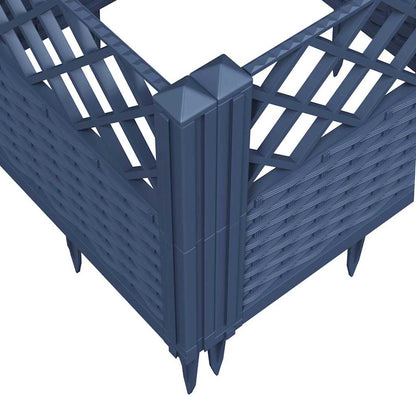 Vaso/floreira de jardim c/ estacas 123,5x43,5x43,5 cm PP cinzento azul