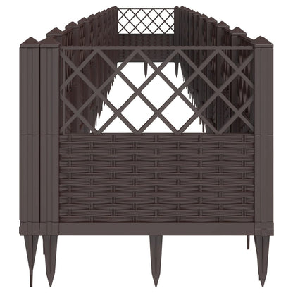 Vaso/floreira jardim c/ estacas 363,5x43,5x43,5 cm PP castanho