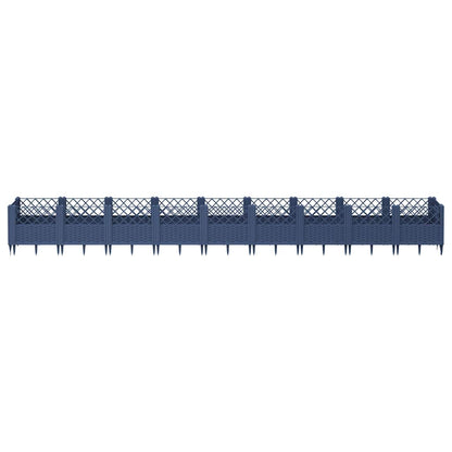 Vaso/floreira de jardim c/ estacas 363,5x43,5x43,5 cm PP cinzento azul