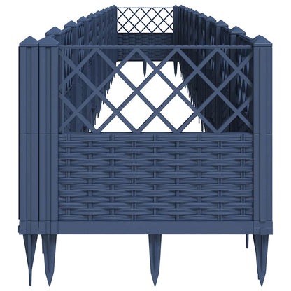 Vaso/floreira de jardim c/ estacas 363,5x43,5x43,5 cm PP cinzento azul