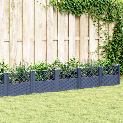Vaso/floreira de jardim c/ estacas 363,5x43,5x43,5 cm PP cinzento azul