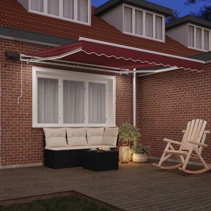 Toldo retrátil manual com luz LED 300x250 cm bordô