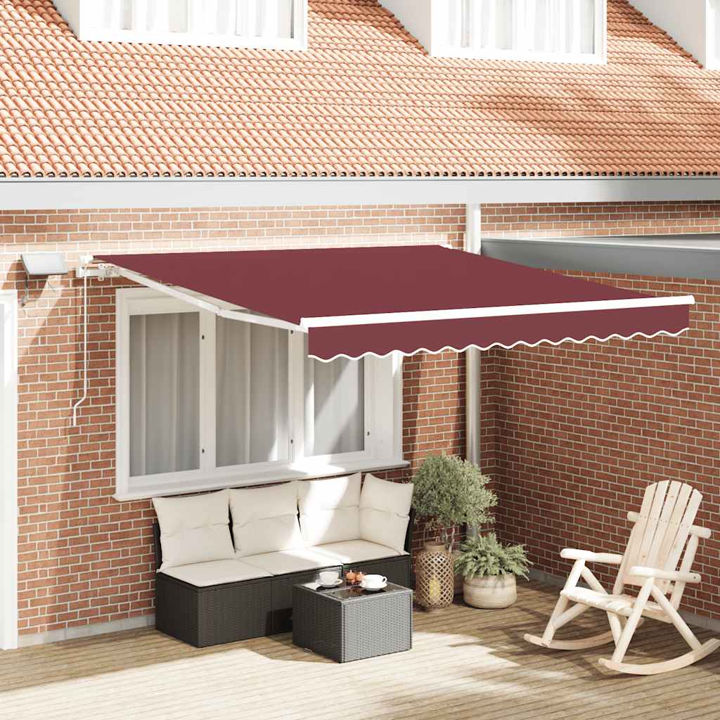 Toldo retrátil manual com luz LED 300x250 cm bordô