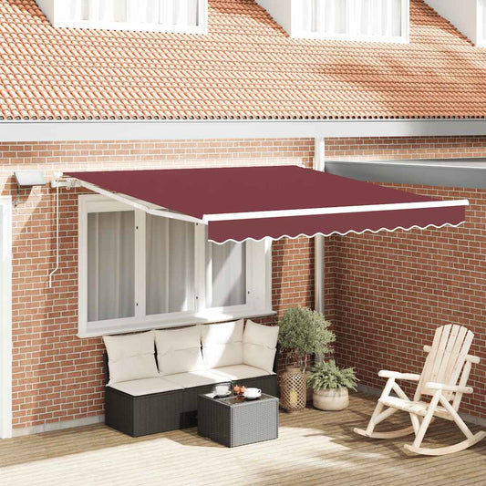 Toldo retrátil manual com luz LED 300x250 cm bordô
