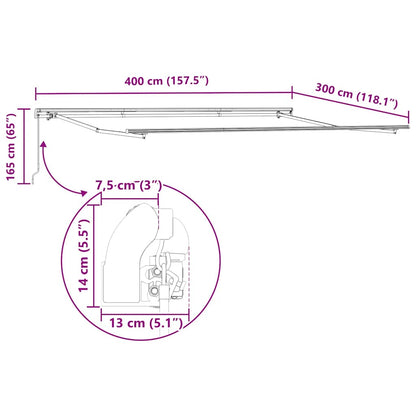 Toldo retrátil manual 400x300 cm bordô